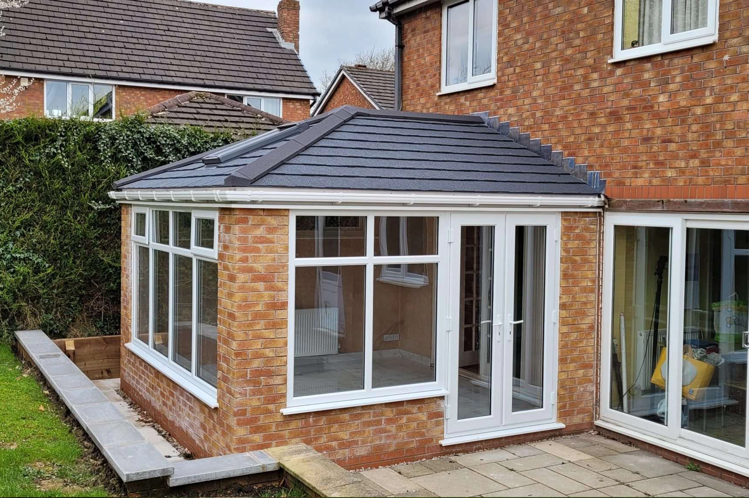 Example of one of our installed orangeries in Preston with a solid tiled roof